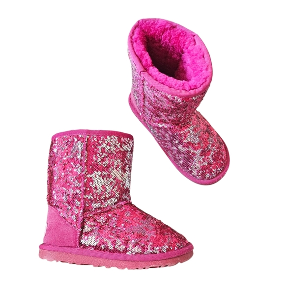 UGG Australia Girls Pink Sequin Boots Shoes Size 34 EU - Picture 1 of 6